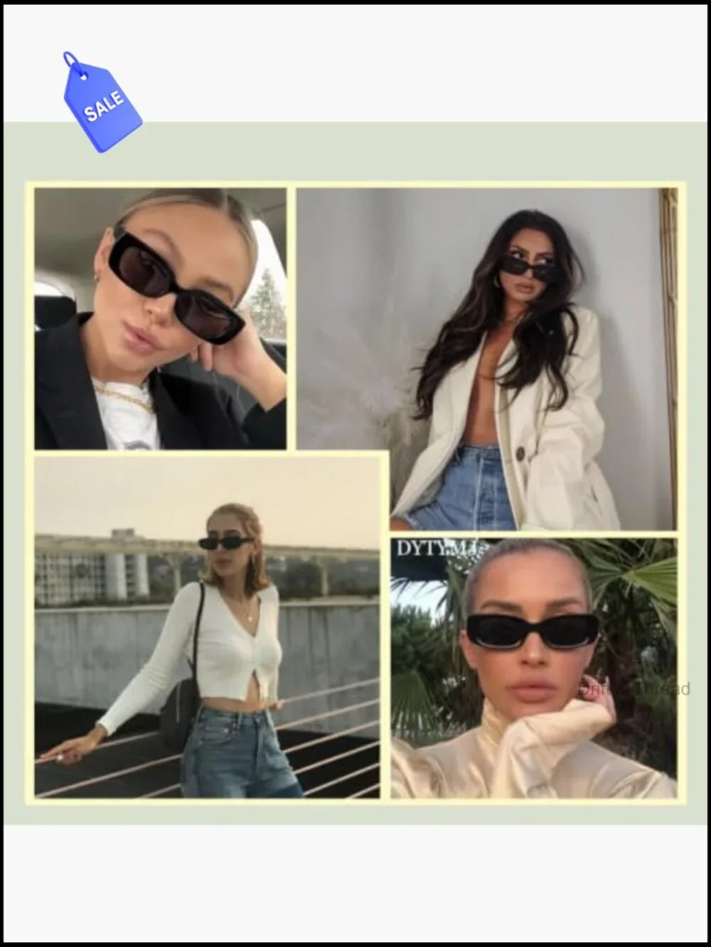 Y2K Rectangle Sunglasses Women Men Retro Narrow Square Shades UV Protection